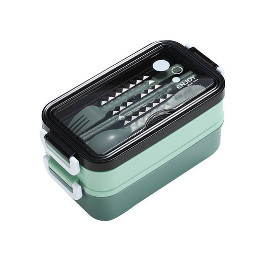 Green Plastic Lunch Box Set Durable and Stylish Lunch Boxes for Kids and Adults Food Storage Containers with Leak-Proof Lids for School Office and Travel Use