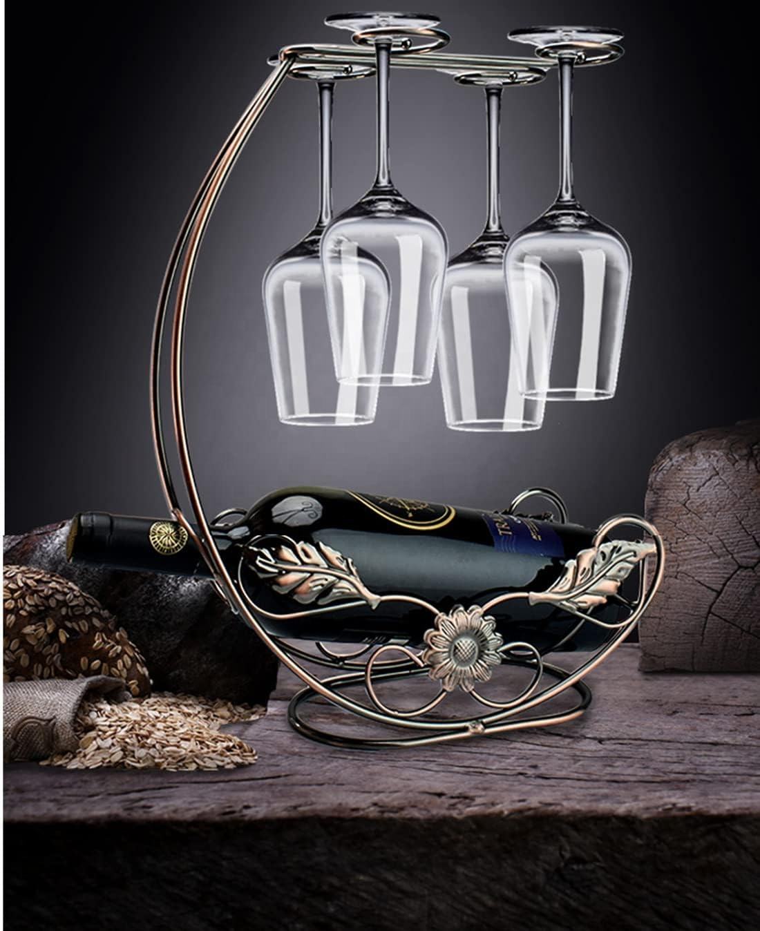 Wine Holder for 4 Glasses - Elegant and Functional Rack for Storing Wine Glasses - Perfect for Home Bar, Kitchen, or Dining Area Decor