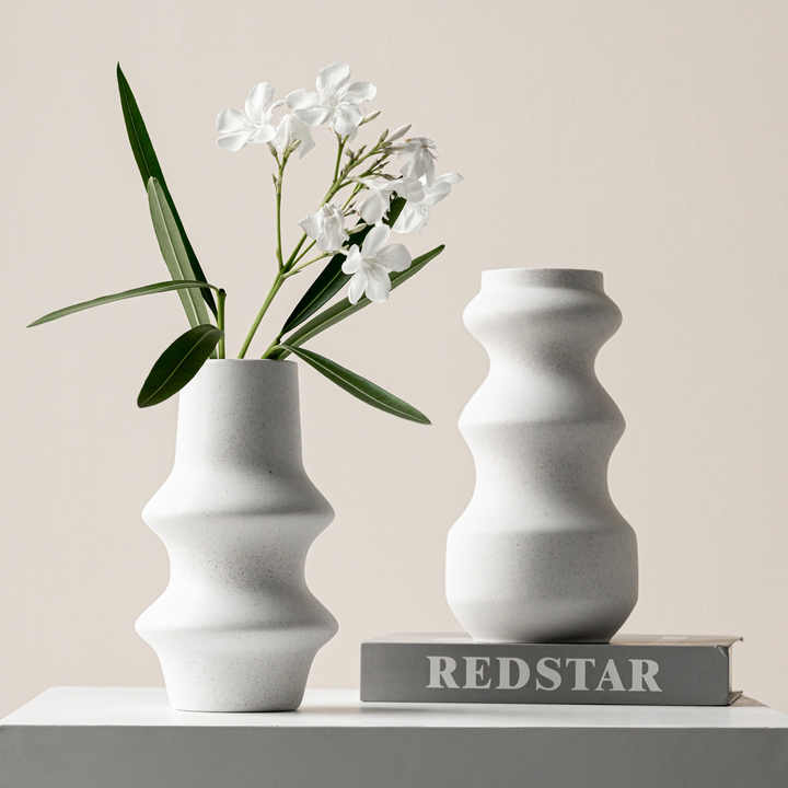 Indented Cone Shaped Home Decor Element Contemporary Home Decor Ceramic Vase For Weddings Ceramics