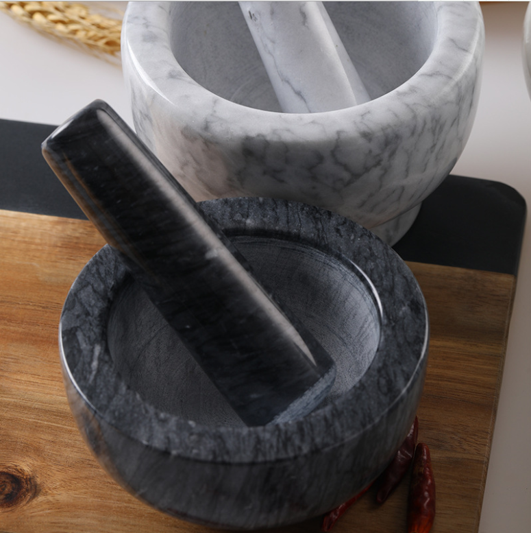 Nature Black Granite Mortars And Pestal Press Kitchenware 100% Natural Marble Stone Mortar With Pestle Set For Kitchen