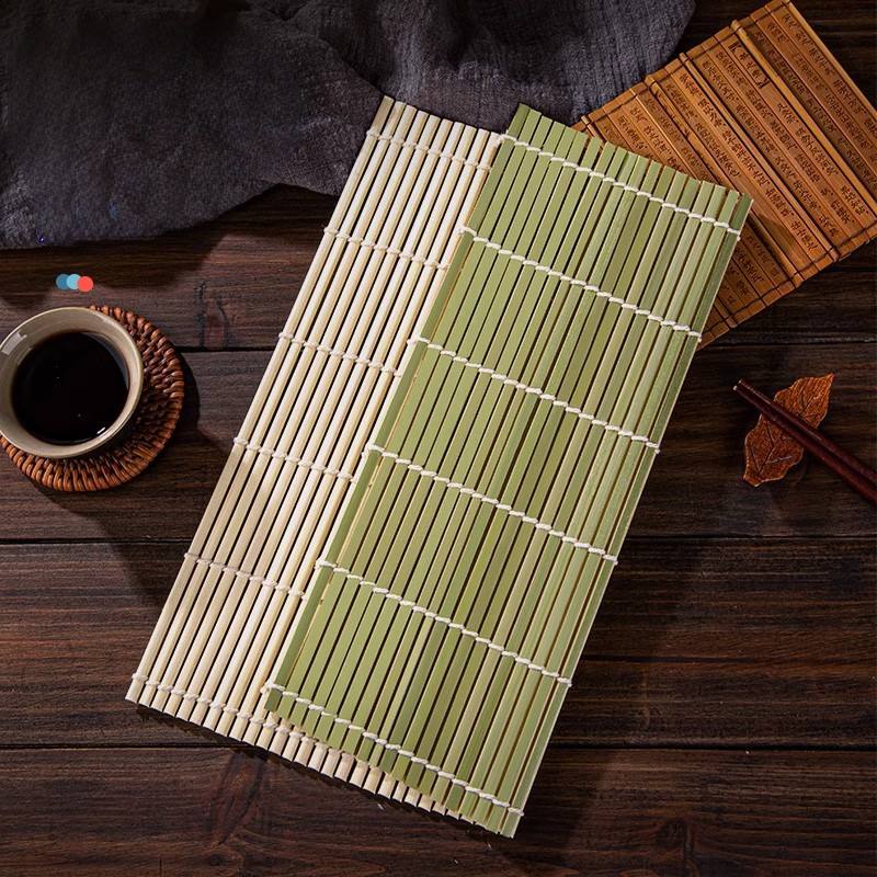 Jimao Disposable Medium Square Bamboo Sushi Mat - New Green Design - Eco-Friendly and Popular for Making Authentic Sushi at Home or in Restaurants