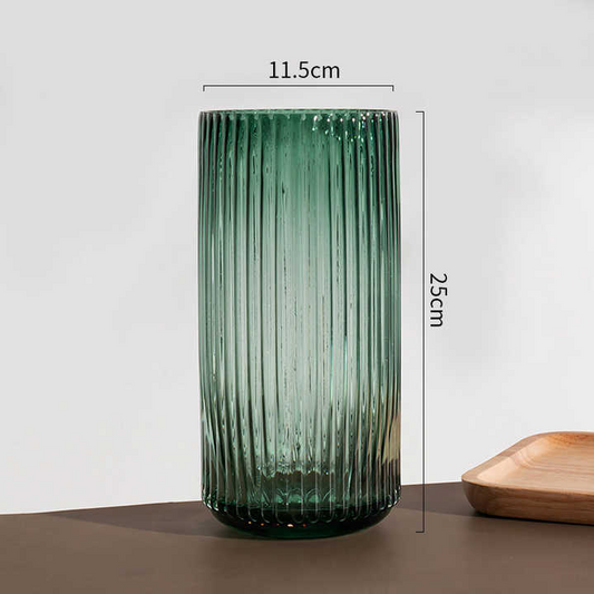 Green European Art Transparent Centerpiece Glass Vase