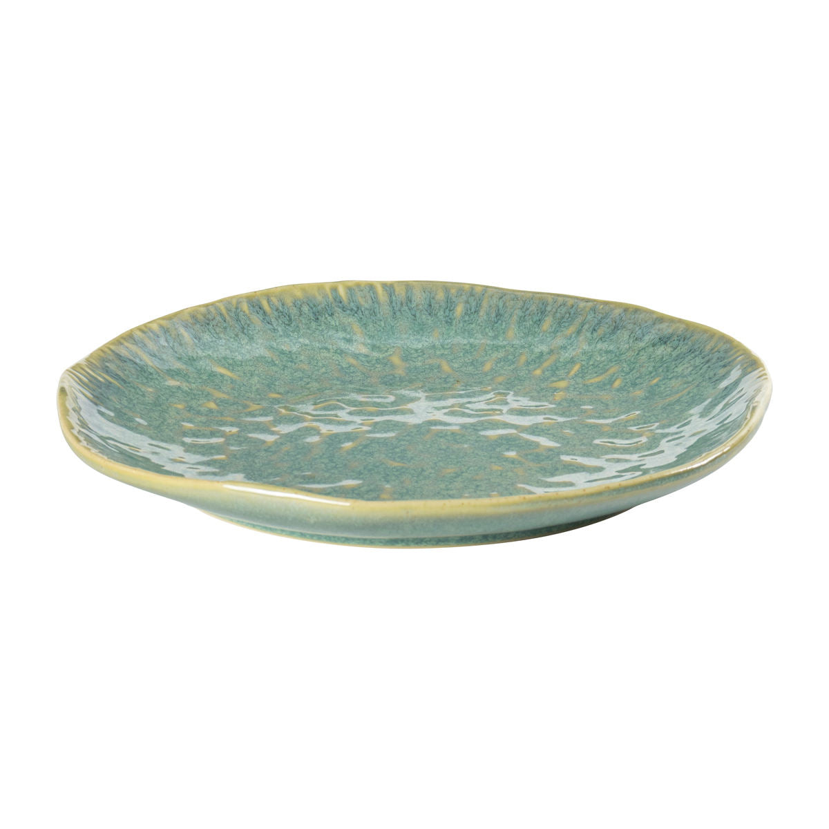 Embossed Crystal Green Stoneware Crockery Set - 16-Piece Dinnerware Set - Elegant and Durable for Dining, Serving, and Entertaining in Style