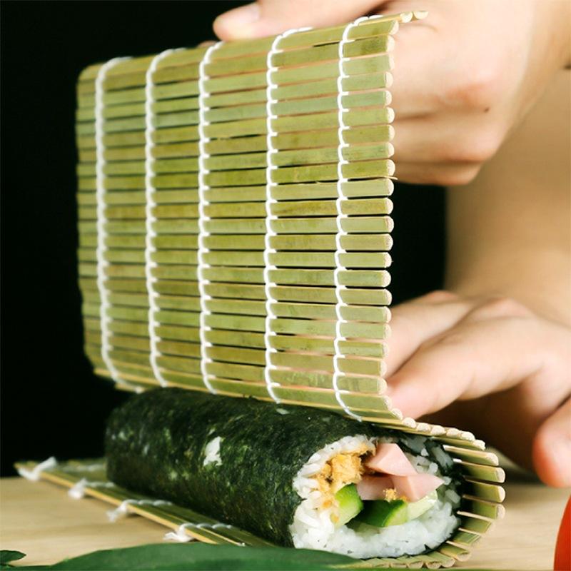 Jimao Disposable Medium Square Bamboo Sushi Mat - New Green Design - Eco-Friendly and Popular for Making Authentic Sushi at Home or in Restaurants