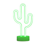 LED Cactus Neon Sign Lights with Stand Base - Battery or USB Powered Neon Lights for Bedroom, Baby Room, Weddings, Parties, and More