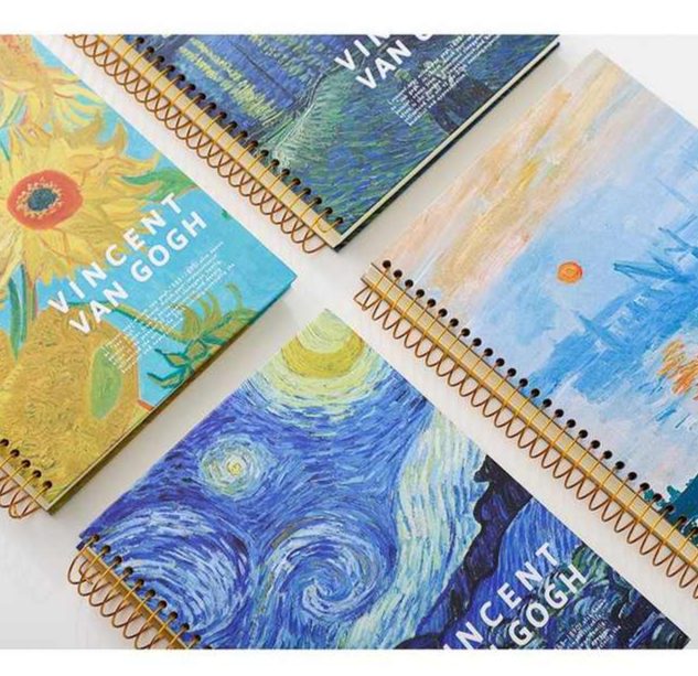 B5 art Impressionism Monet Famous Painting hardcover gold bound Spiral Thick Notebook 150sheets