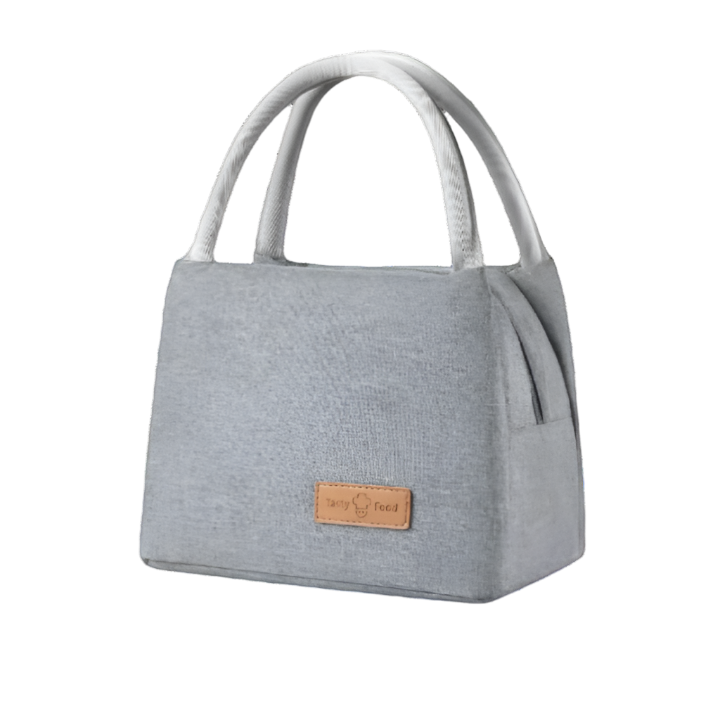 Large Grey Bento Bag - Oxford Cloth Shoulder Lunch Bag for Outdoor Picnics, Thermal Insulation, Waterproof, 600D Material