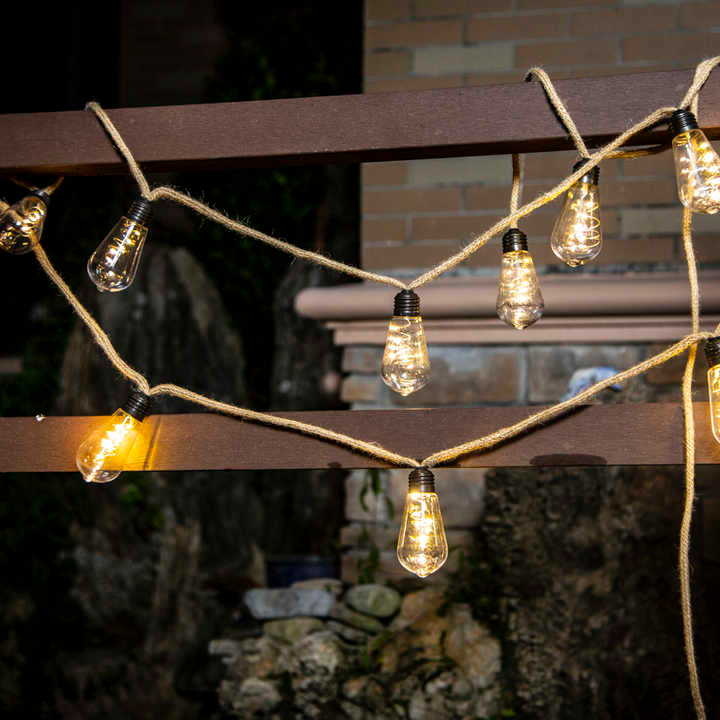 Olive Bulb Light Color Plating Christmas Light LED String Lights - Warm White, Hemp Rope, 2.7M, IP20, 4.5V, 50,000 Hours Lifespan, 3500K, Indoor Decorative Lighting