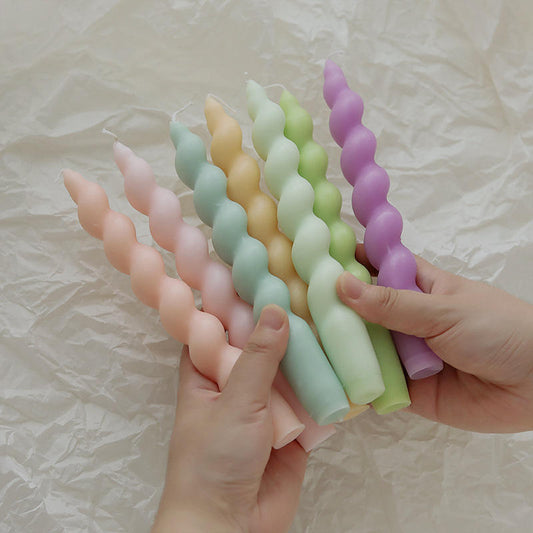 Elegant Decorative Twisted Taper Candles Set of 2 – 25 cm Tall – Unscented Paraffin Wax – Ideal for Home Décor, Weddings, and Celebrations