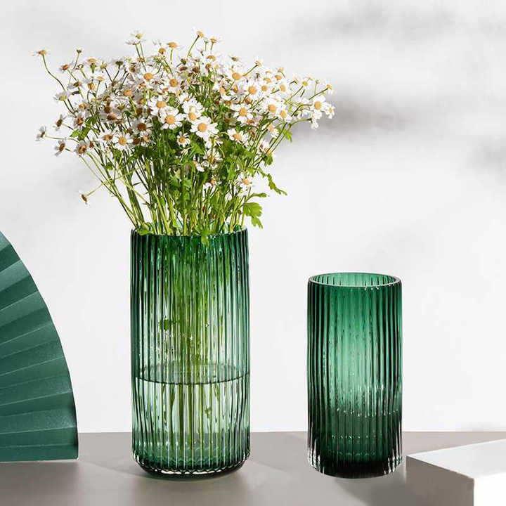 Green European Art Transparent Centerpiece Glass Vase