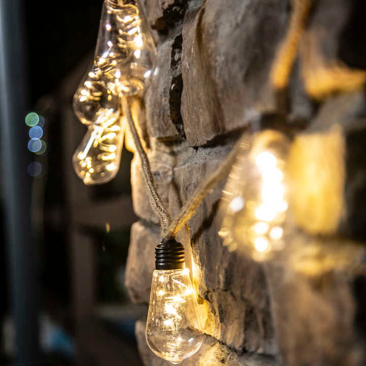 Olive Bulb Light Color Plating Christmas Light LED String Lights - Warm White, Hemp Rope, 2.7M, IP20, 4.5V, 50,000 Hours Lifespan, 3500K, Indoor Decorative Lighting