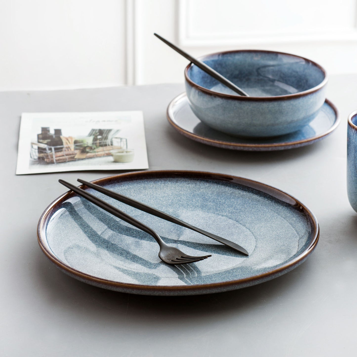 Reunion Stars Blue Stoneware Crockery Set - 16-Piece Dinnerware Set - Elegant and Durable for Dining, Serving, and Entertaining with a Starry, Contemporary Design