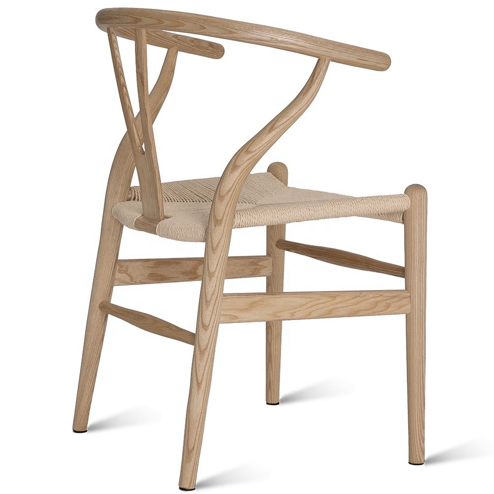 Classic Mid-Century Modern Wishbone Y Chair - Black Cafe Armchair - Natural Solid Oak Wood Dining Chair - Stylish and Durable Design for Home, Bistro, or Office Decor