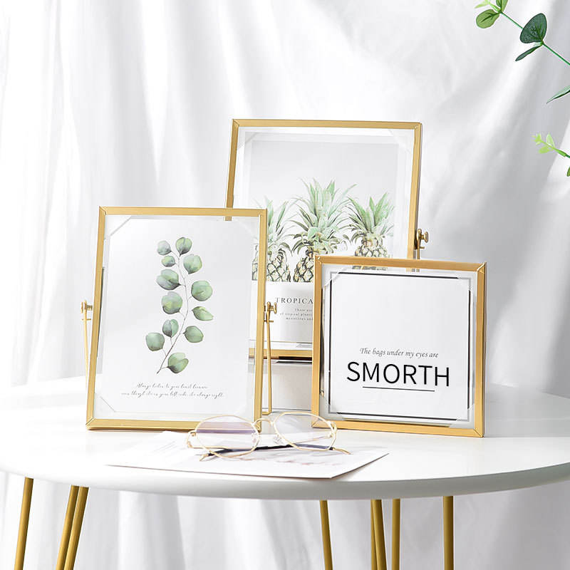 Nordic Gold Metal Picture Frame - DIY Wall Photo Cube Frame for A4 Posters, Family Photos, and Baby Pictures - Elegant Black and Gold Decorative Frame for Home or Office Decor