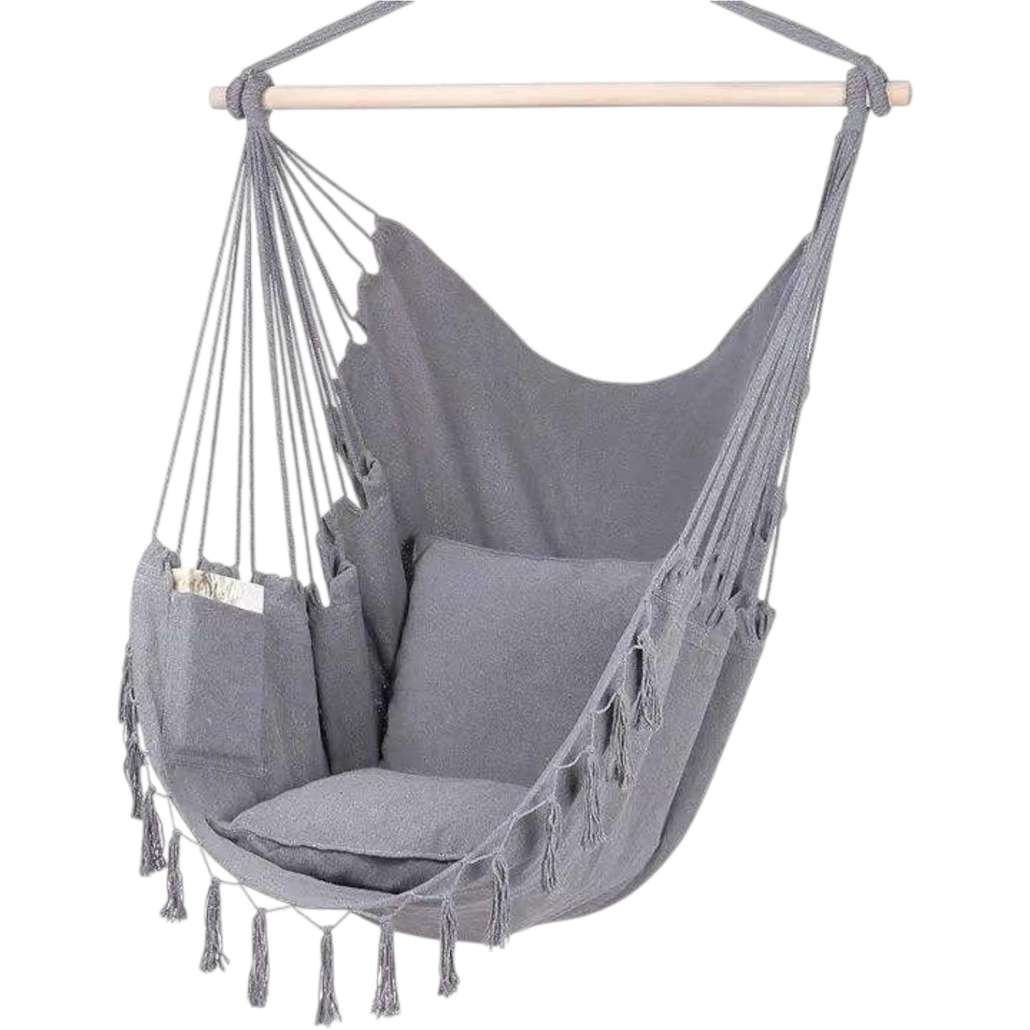 Comfortable Hammock Chair with Soft Cushions - Indoor/Outdoor Hanging Swing Seat for Relaxation and Leisure - Sturdy Cotton Fabric, Includes Hanging Hardware