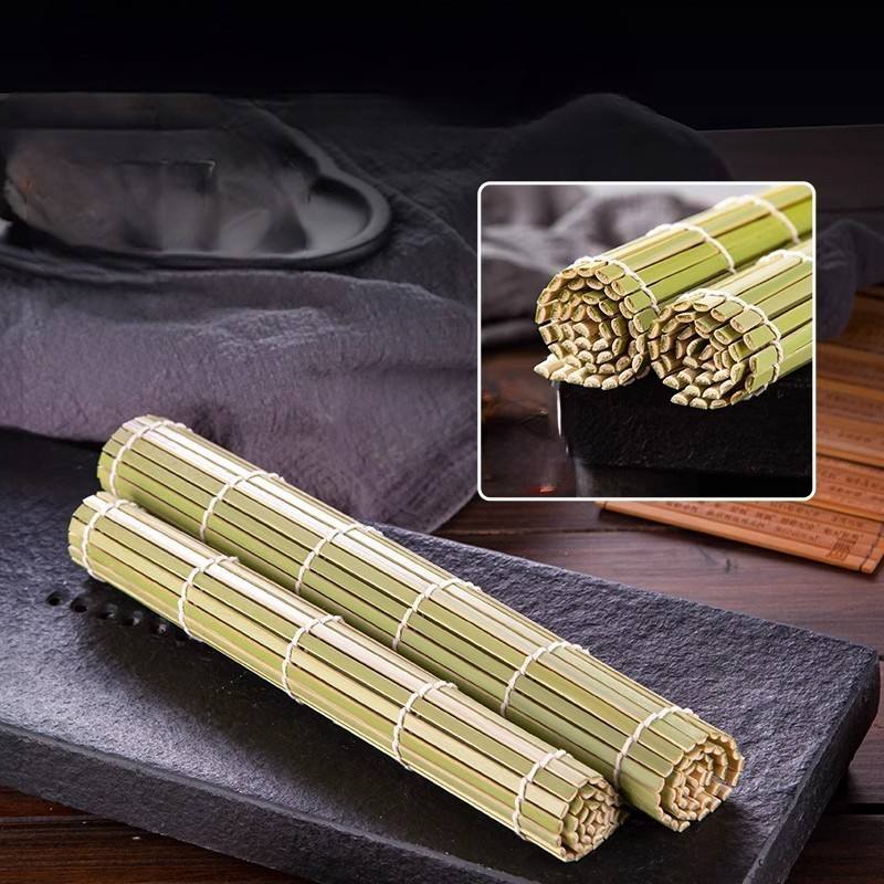 Jimao Disposable Medium Square Bamboo Sushi Mat - New Green Design - Eco-Friendly and Popular for Making Authentic Sushi at Home or in Restaurants