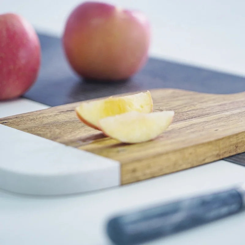Marble and Acacia Bread Cutting Board - Stylish and Functional Board for Slicing Bread - Durable Combination of Marble and Acacia Wood for Kitchen or Serving Use