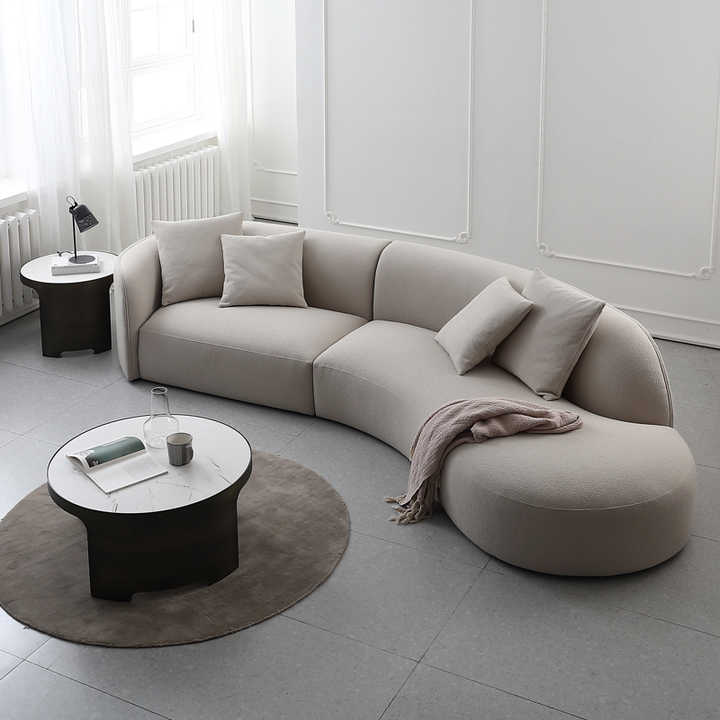 Wool loop velvet crescent elegant design sofa set home furniture living room sofa