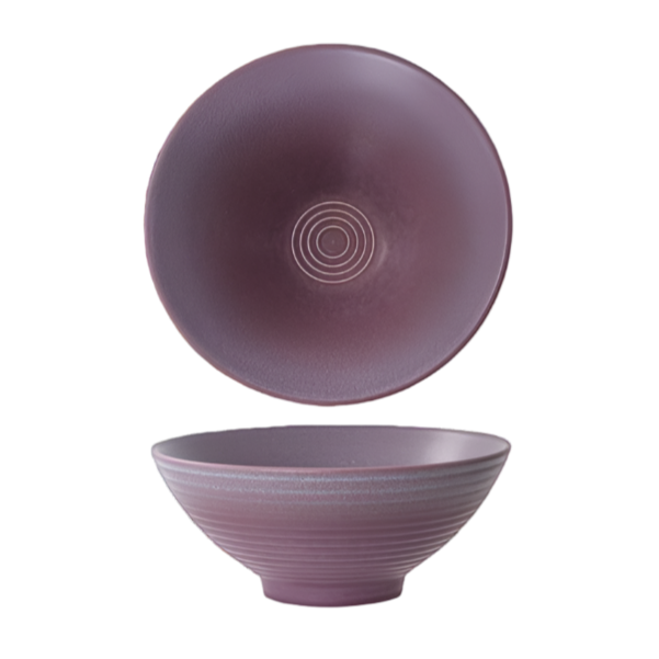Elegant 20cm Divinity Purple Soup Bowls, Set of 4 - Luxury Crackle Glaze Ceramic, Sustainable, Perfect for Home, Hotel, Restaurant