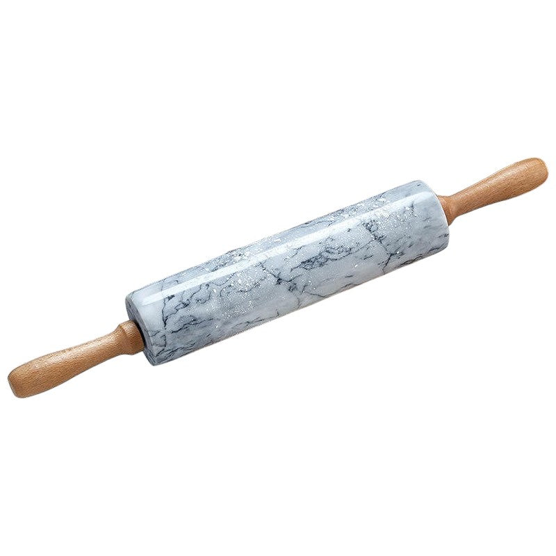 Marble Rolling Pin with Wooden Base - Durable and Elegant Baking Tool - Smooth Surface for Rolling Dough - Perfect for Pastries, Pizza, and More
