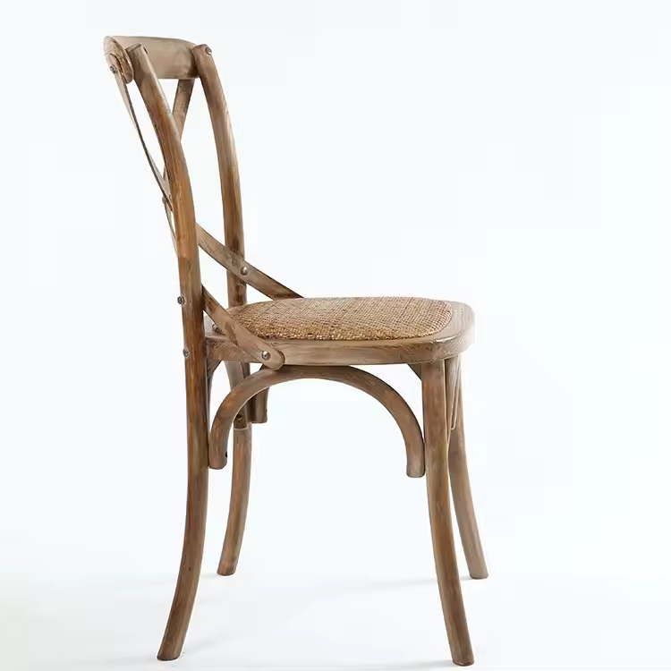 Rustic Vintage Bentwood Crossback Dining Chair - Wooden Stackable Design - L42xW54xH88 cm, 12 kg - Perfect for Home, Restaurant, Bistro, and Hotel Decor