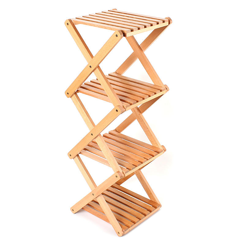 Solid Wood Folding Storage Rack - Multi-Layer Organizer for Kitchen, Bedroom, Shoes, and Flowers - Space-Saving, Durable, and Stylish - Perfect for Home Organization and Decorative Display