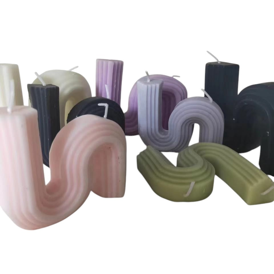 Geometric S-Shaped Pillar Candle - Unique and Modern Decorative Candle - Perfect for Home Decor, Centerpieces, and Gifting - Adds a Stylish Touch to Any Space