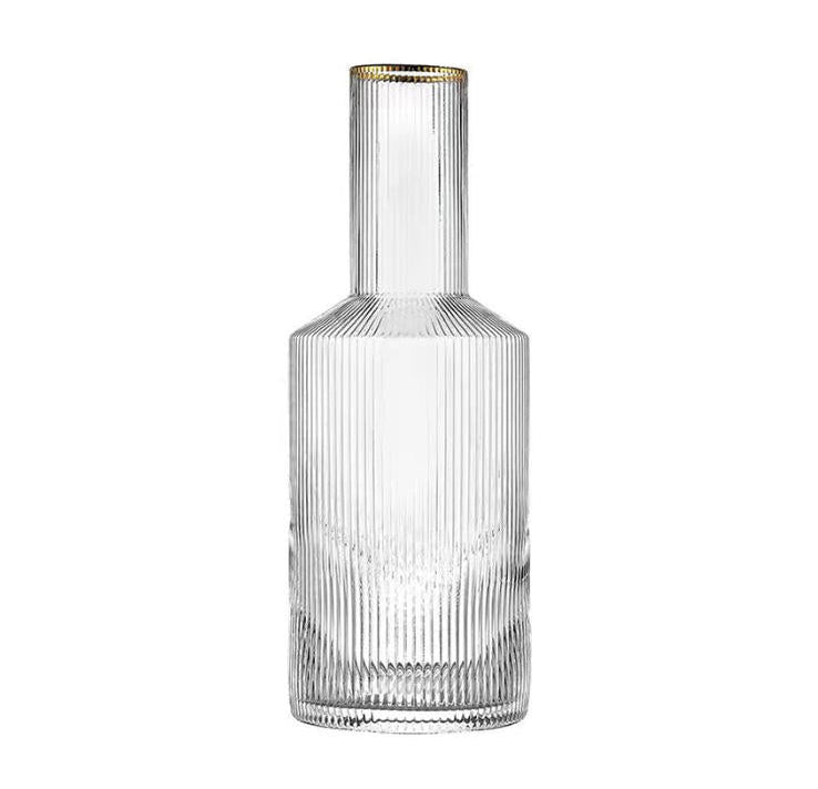 Ripple Carafe Elegant Ribbed Glass Pitcher for Water Juice Wine and Cocktails Durable Lead-Free Glass Modern Textured Design for Home Bar and Restaurant Use