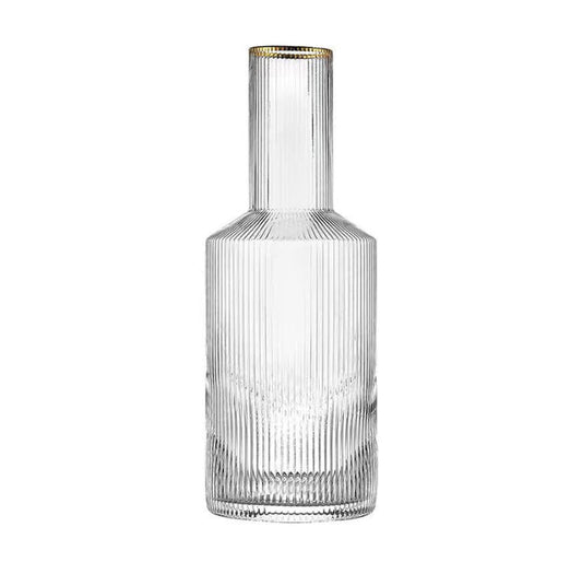 Ripple Carafe Elegant Ribbed Glass Pitcher for Water Juice Wine and Cocktails Durable Lead-Free Glass Modern Textured Design for Home Bar and Restaurant Use