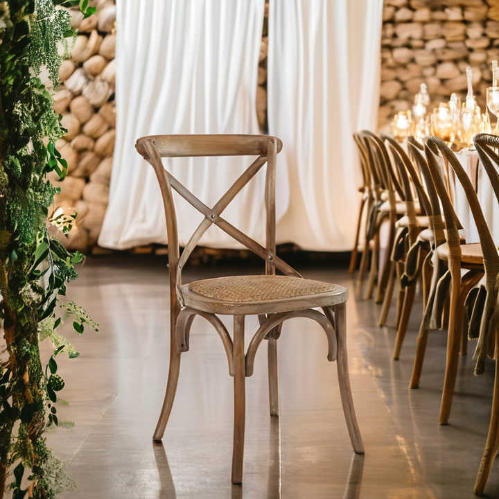 Rustic Vintage Bentwood Crossback Dining Chair - Wooden Stackable Design - L42xW54xH88 cm, 12 kg - Perfect for Home, Restaurant, Bistro, and Hotel Decor