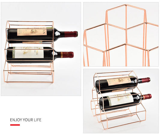 6-Bottle Wine Holder - Stylish and Functional Wine Rack for Storing and Displaying Bottles - Perfect for Home Bar, Kitchen, or Dining Room Decor