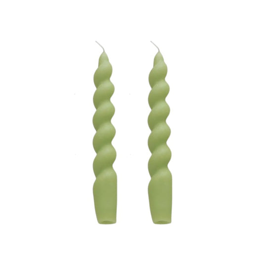 Natural Soy Wax Twisted Spiral Candle Stick - Green Decorative Candle for Elegant Home Decor - Eco-Friendly and Stylish for Dining, Events, or Adding a Touch of Ambient Charm