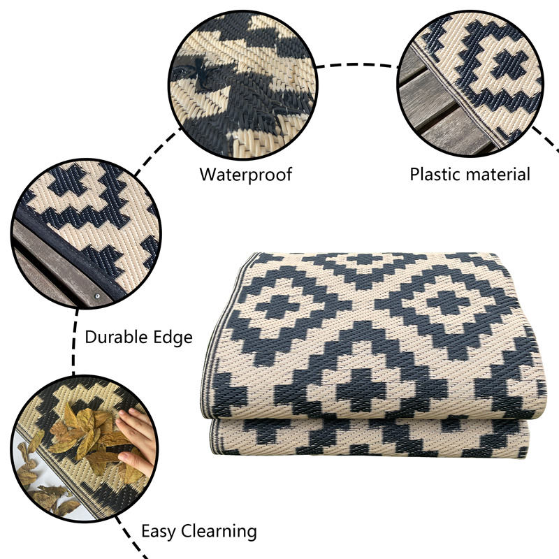 5x8FT 152x245cm PP outdoor picnic mat plastic woven picnic mats rolled beach mat