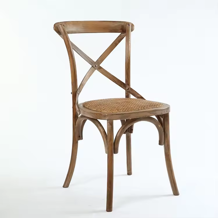 Rustic Vintage Bentwood Crossback Dining Chair - Wooden Stackable Design - L42xW54xH88 cm, 12 kg - Perfect for Home, Restaurant, Bistro, and Hotel Decor