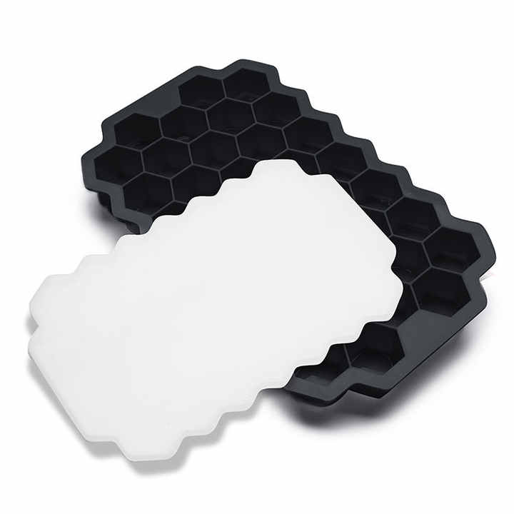 Custom Eco-friendly 37 grids round silicone ice cube tray mold with lid ice ball Maker Blue