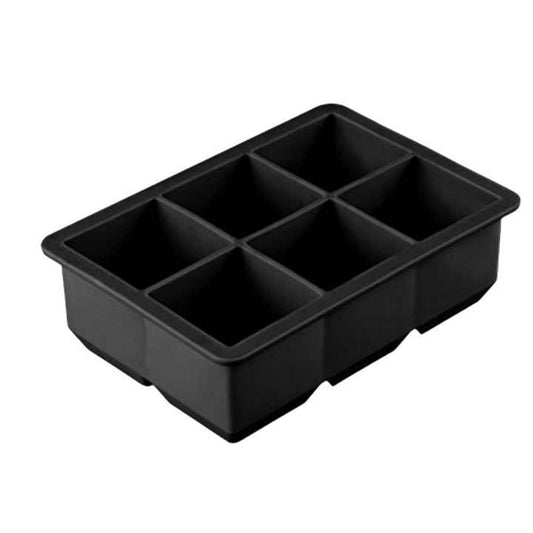 Custom Eco-friendly 6 grids round silicone ice cube tray mold with lid ice ball Maker Black Square