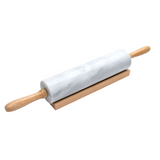 Marble Rolling Pin with Wooden Base - Durable and Elegant Baking Tool - Smooth Surface for Rolling Dough - Perfect for Pastries, Pizza, and More
