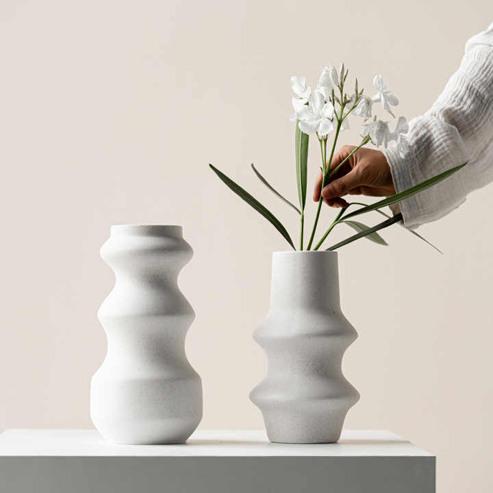 Indented Cone Shaped Home Decor Element Contemporary Home Decor Ceramic Vase For Weddings Ceramics