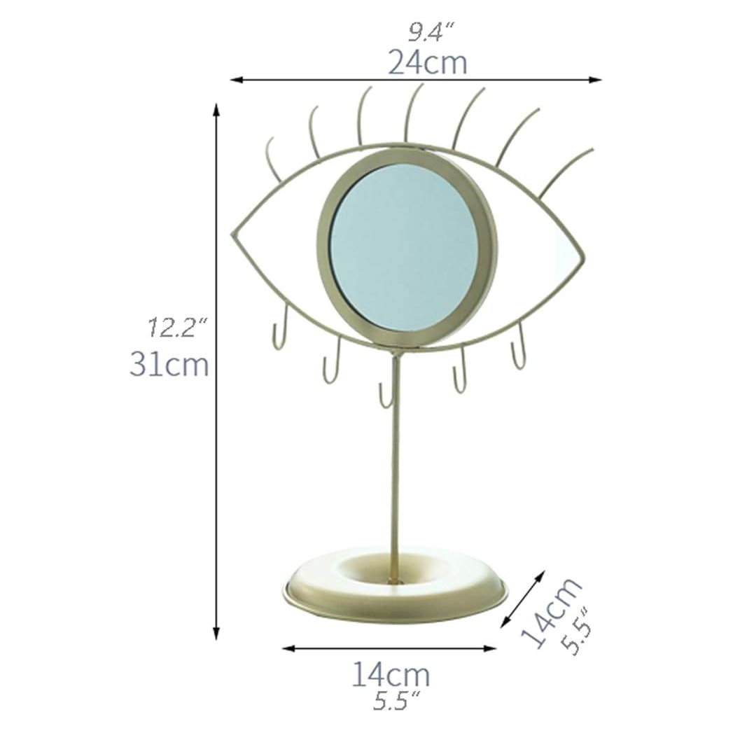 Metal Iron Mirror Jewelry Rack - Modern Style Eye-Shaped Hanging Tray for Earrings, Necklace, and Jewelry Storage - Stylish Display Stand for Organizing and Showcasing Accessories
