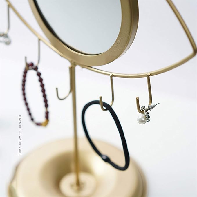 Metal Iron Mirror Jewelry Rack - Modern Style Eye-Shaped Hanging Tray for Earrings, Necklace, and Jewelry Storage - Stylish Display Stand for Organizing and Showcasing Accessories
