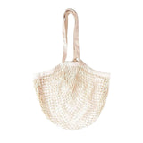 Natural Color 35X36CM Long Handle Eco Friendly Mesh Shopping Bag For Supermarket and Grocery Use