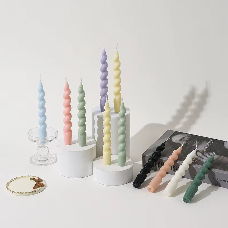 Natural Soy Wax Twisted Spiral Candle Stick - White Decorative Candle for Elegant Home Decor - Eco-Friendly and Stylish for Dining, Events, or Ambient Lighting