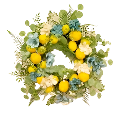 Lemon Blossom Wreath 65cm - Vibrant and Fresh Floral Wreath for Home Decor - Perfect for Spring, Summer, or Seasonal Decorations for Doors, Walls, or Mantels