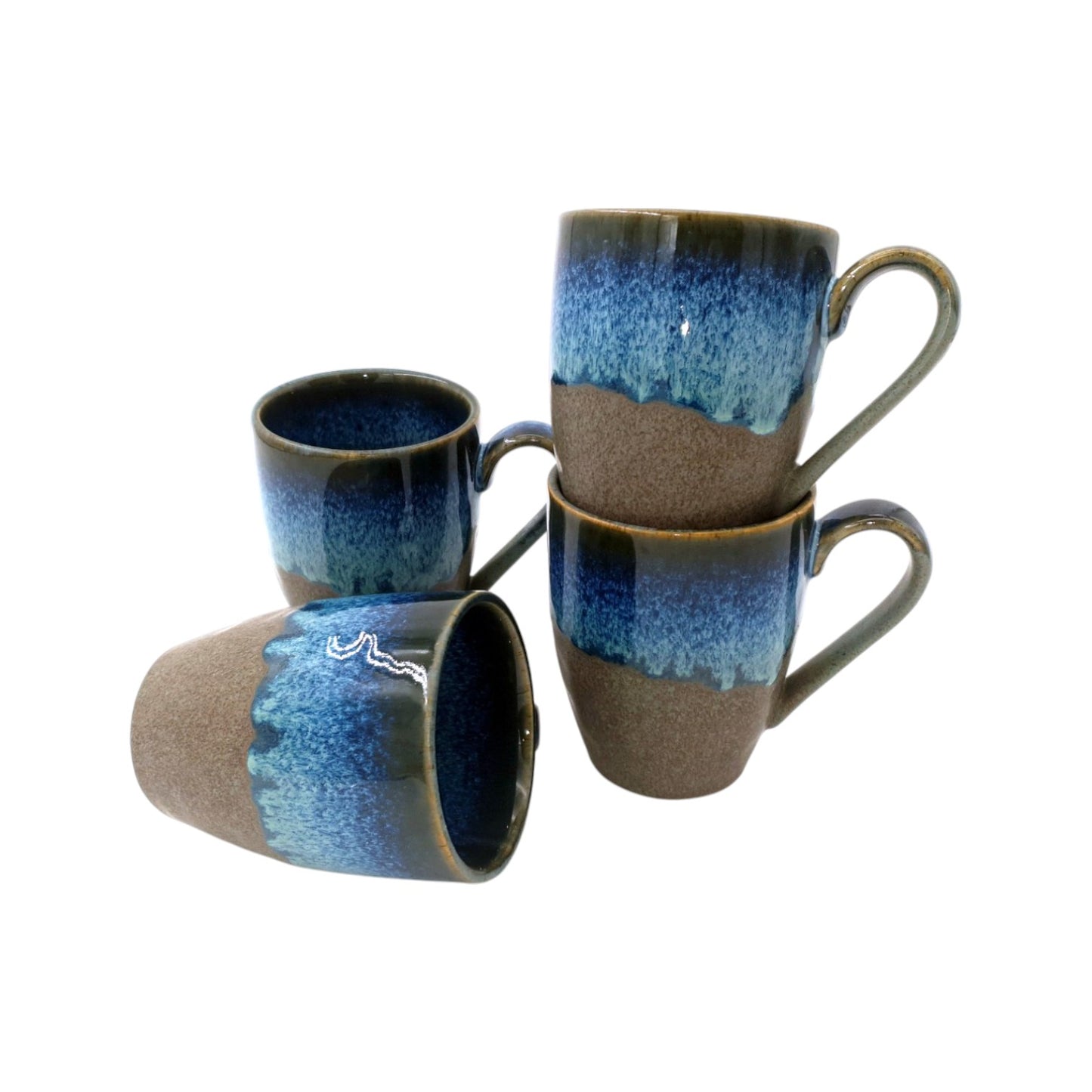 Waterdrop Blue Jeans Stoneware Crockery Set - 16-Piece Dinnerware Set - Stylish and Durable for Dining, Serving, and Entertaining with a Trendy and Casual Aesthetic
