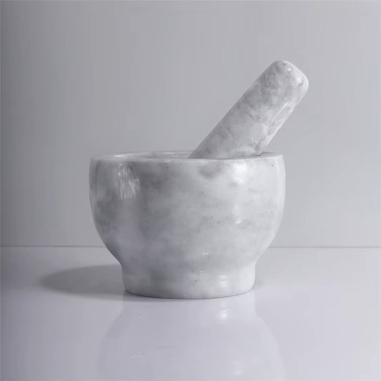 White Manual Handheld Natural Marble Ginger Mincer - Crusher, Peeler, and Squeezer - Garlic Press for Efficient Kitchen Use - Durable and Stylish Stone Tool for Food Preparation