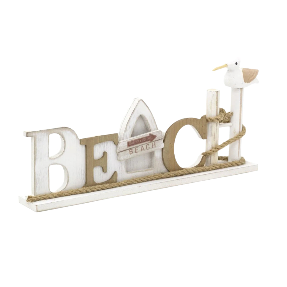 Beach Standing Plaque, Coastal-Inspired Decorative Sign, Freestanding Wooden Plaque for Home, Office, and Beach House Decor, Nautical Theme Accent for Shelves, Desks, and Tabletops