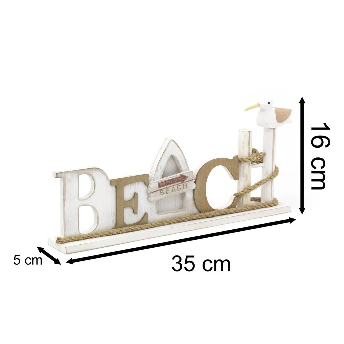 Beach Standing Plaque, Coastal-Inspired Decorative Sign, Freestanding Wooden Plaque for Home, Office, and Beach House Decor, Nautical Theme Accent for Shelves, Desks, and Tabletops