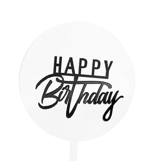 Black Cake Topper – Elegant "Happy Birthday" Decoration – Durable Acrylic Topper for Cakes – Perfect for Birthday Parties & Celebrations