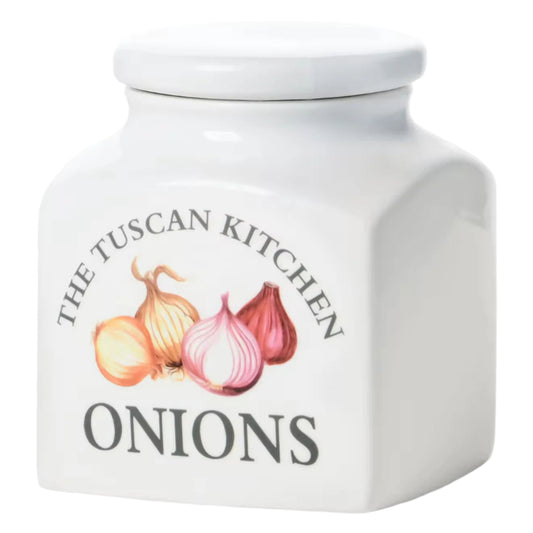 Tuscan Kitchen Porcelain Square 3.5L Cannister Onions