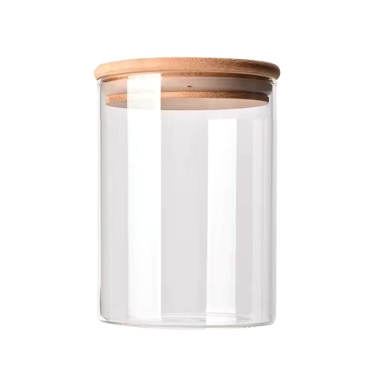 200ml Cylinder storage jar with bamboo lid